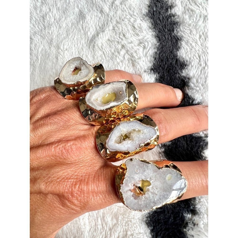 Cosmic Geode Gold Plated Crystal Ring